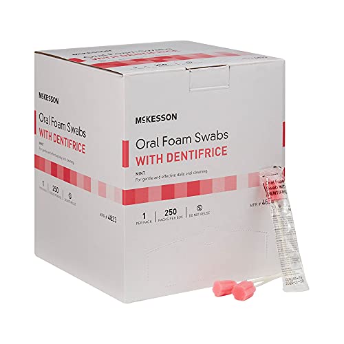 McKesson Oral Foam Swabs with Dentifrice Gentle and Daily Oral Cleaning Mint 250 Count 1 Pack